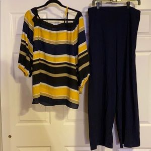 Women’s Navy ankle pants XL, off shoulder top 12W
